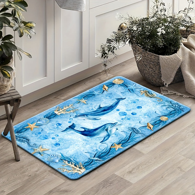 Set of two kitchen floor mats in flannel material, a toilet floor mat, a bathtub edge foot mat, an absorbent bedroom floor mat, a living room carpet, a coffee table floor mat, a balcony floor mat, a bay window floor mat, a door mat, a printed floor mat