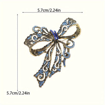 Rhinestone bow brooch pin with a vintage-inspired design - a dazzling fashion accessory to elevate dresses, coats, and bags.