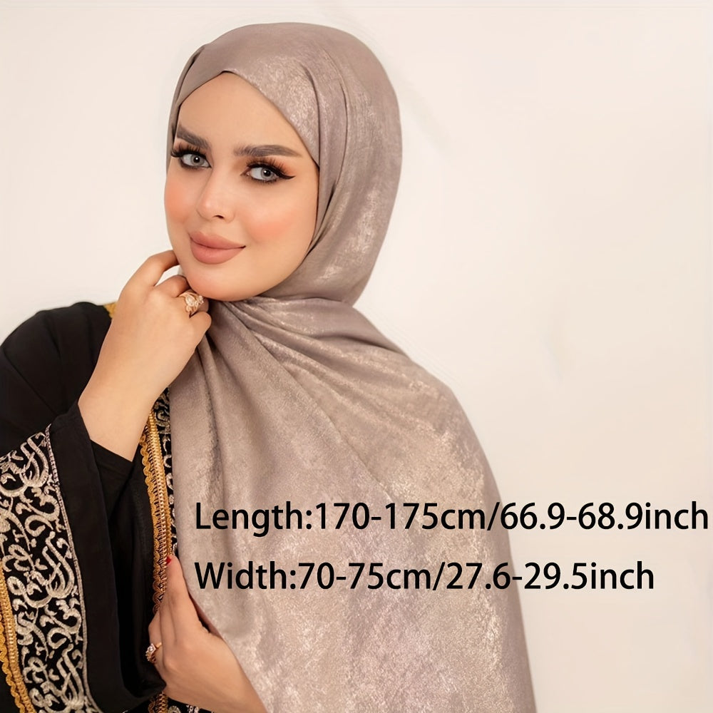 1pc Elegant Velvet Satin Hijab for Women in Khaki, Light Blue, Lotus, or Black - Soft, Glossy finish, perfect for Ramadan and everyday wear - Woven texture, breathable, and stylish hijab