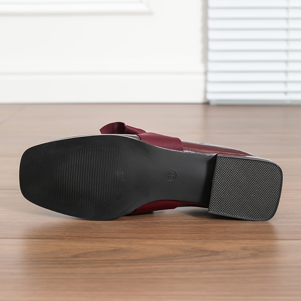 Women's new Burgundy bow mules by Le Fu Shoes.