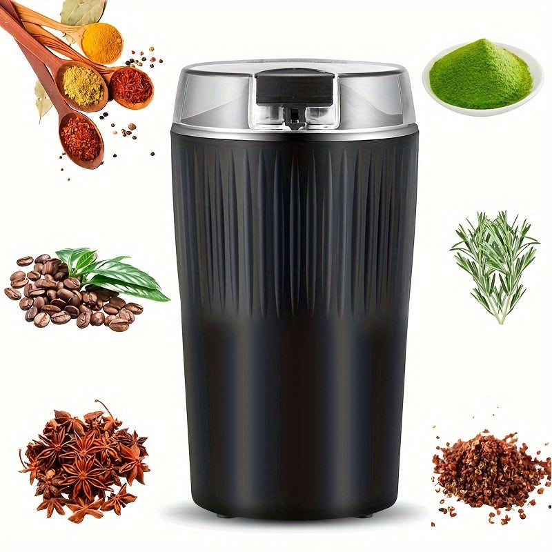 3.5oz Quiet Electric Coffee & Spice Grinder with Stainless Steel Blade - Ideal for Beans & Kitchen Needs, Black/Blue