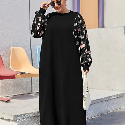 Plus-size floral dresses for European and American women's casual fashion