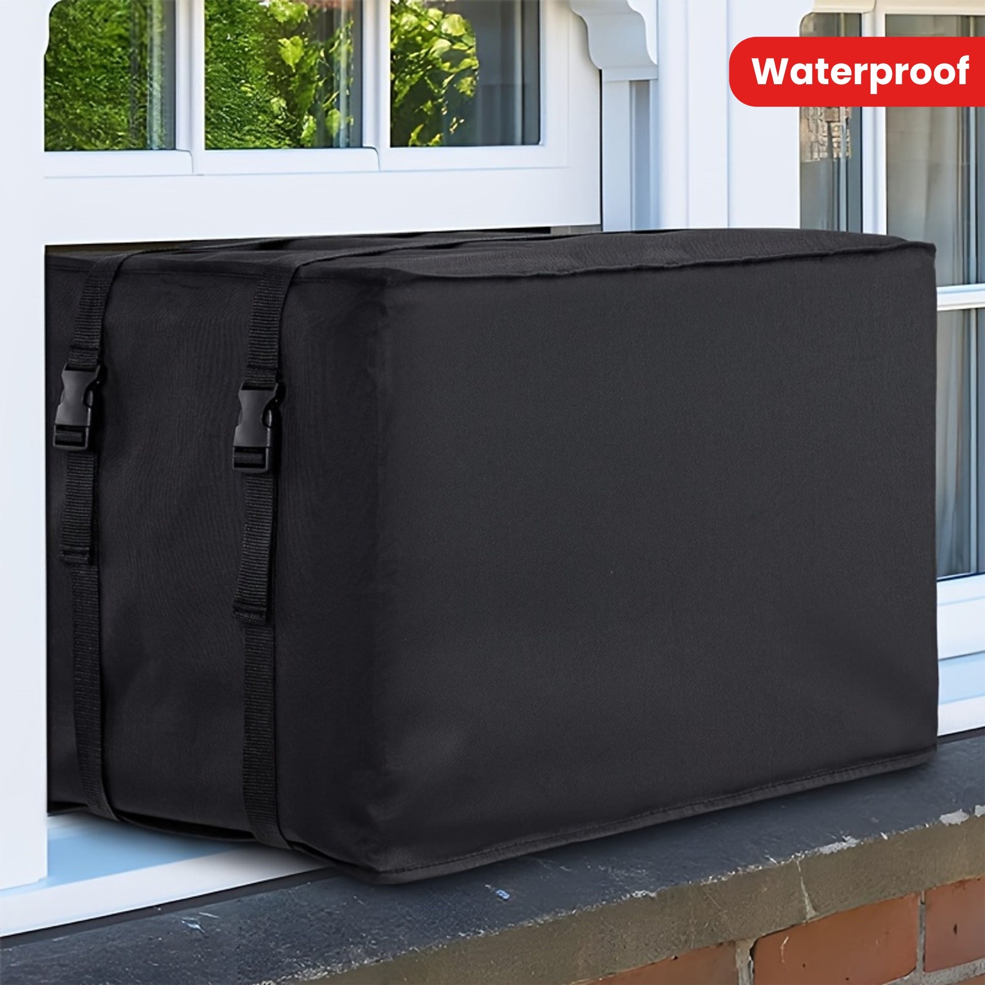 Protect your outdoor window air conditioner with this waterproof and sunscreen protective cover. Perfect for keeping your unit safe from the elements.