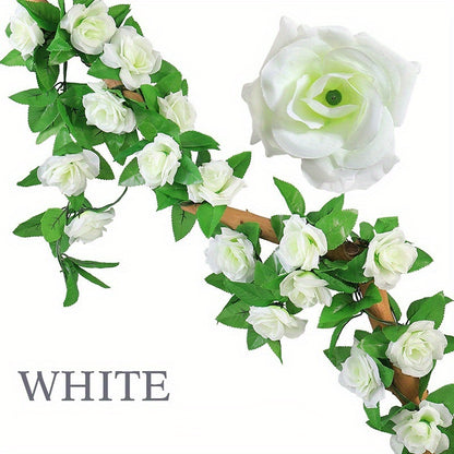 7.55ft Artificial Rose Vine for Outdoor UV Resistant Décor.