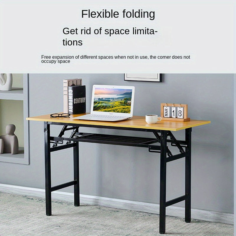 Foldable Office Desk for Work, Study, Dining - Metal Frame in White/Yellow/Black - Versatile for Various Uses