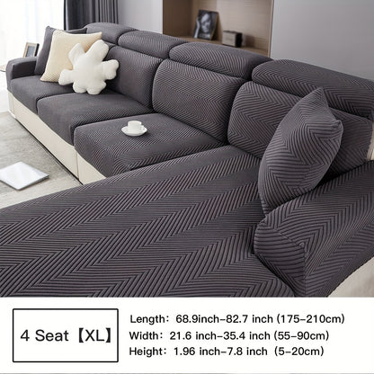 Waterproof sofa cover with elastic stretch and jacquard argyle pattern for home or office decor.