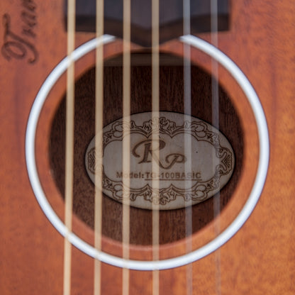 RP TG100 Compact 76.2cm Acoustic Travel Guitar - Ideal for Family Gatherings & Beginners, Rosewood Neck, Sapele Back & Sides, Bone Nut