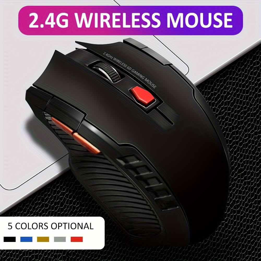 2.4GHz Wireless Gaming Mouse with USB Receiver: 6 programmable buttons, optical sensor for PC and laptop use. Ideal for gamers and notebook users.