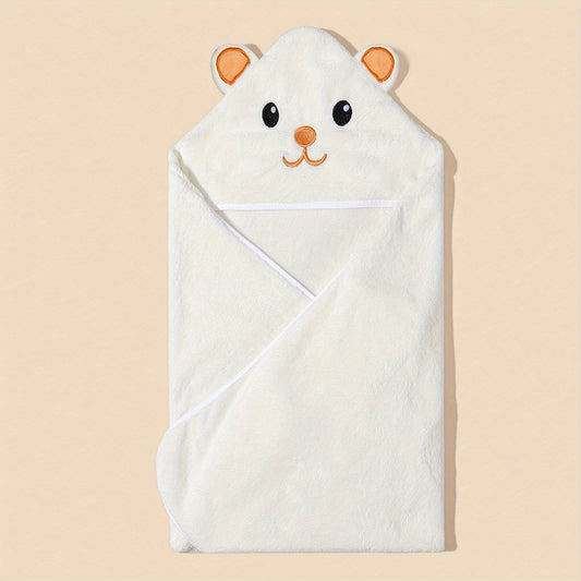 Hooded bath towel with cute cartoon design, made of super soft material for ultimate comfort. Features cartoon animal print, can also be used as a bathrobe or blanket.