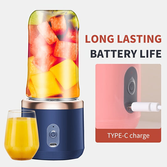 Portable USB Rechargeable Blender with 2 Cups - 13.4OZ Smoothie Mixer, 6-Speed Adjustable, Ideal for Fruits, Vegetables, and Smoothies. Features Built-in 400mAh Battery for Camping, Dining, and Outdoor Use.