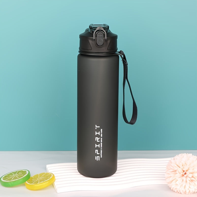 26oz Grinkwell Frosted Sports Water Bottle with Leakproof Design, BPA-Free Material, Silicone Straw, Carrying Rope - Ideal for Gym and Outdoor Use.