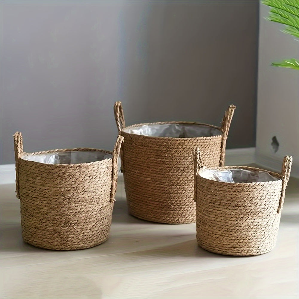 1 Set of Woven Nordic Plant Flower Pots and Extra Large High-end Storage Baskets