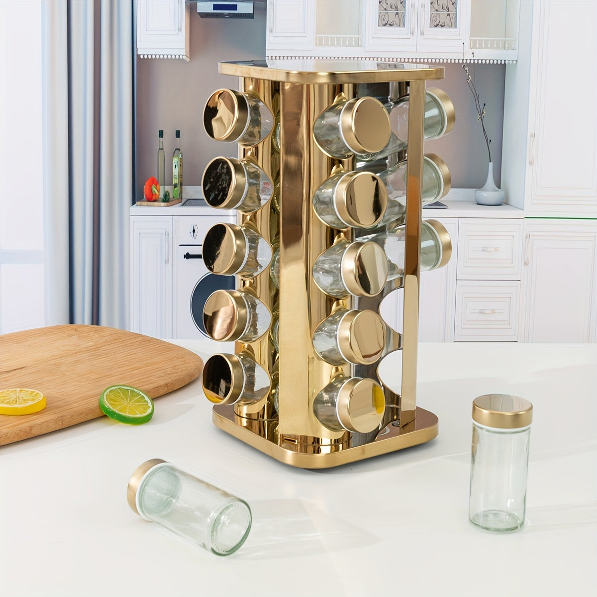 Spice up your kitchen with the Rotating Seasoning Rack and Special Spice Sheet Seasoning Jar