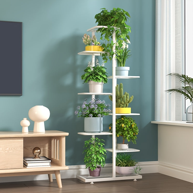 Stylish metal plant stand for indoor plants and flowers.