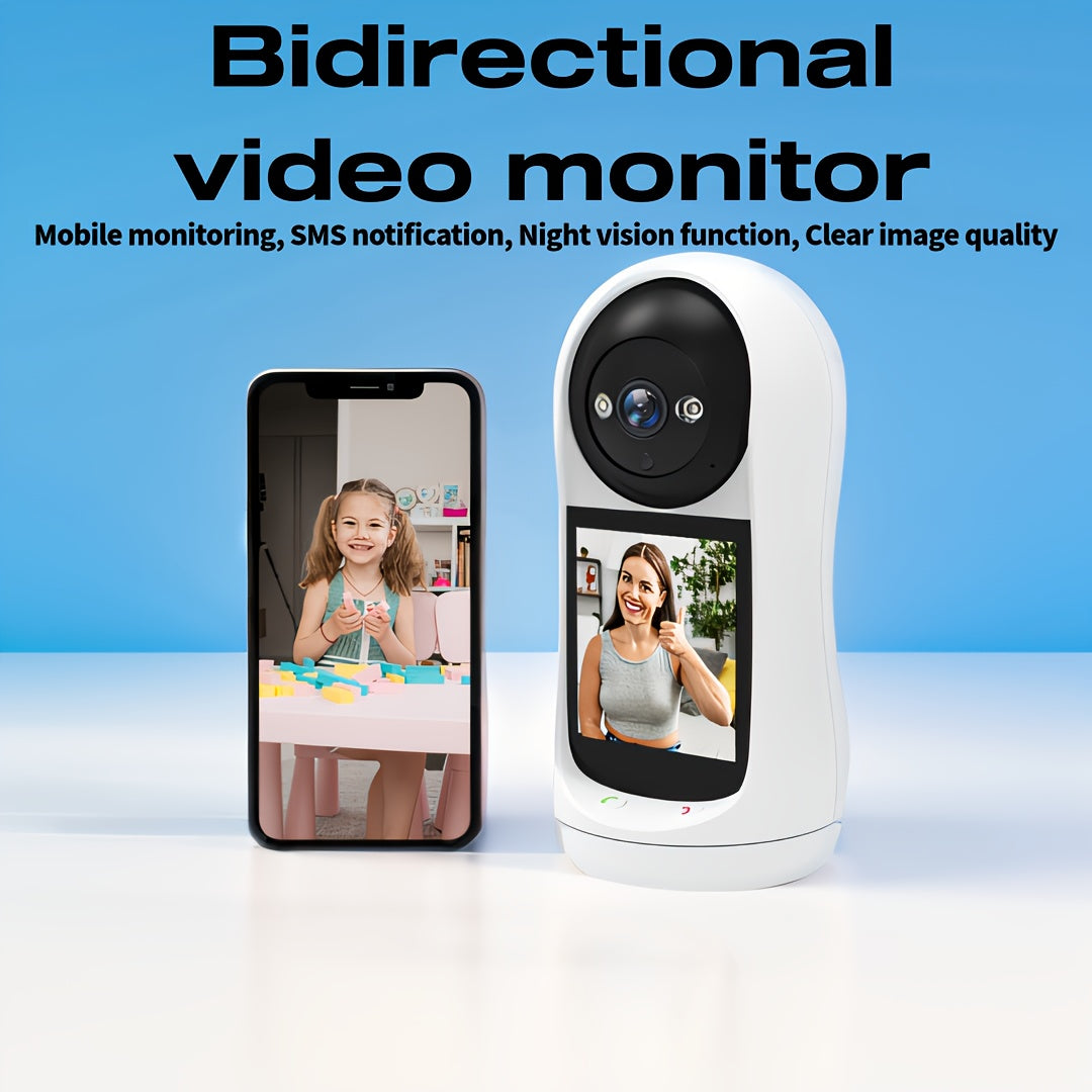 360° Smart Indoor Camera with 2-Way Audio, Portable Design & Built-in Light - Perfect for Monitoring Pets, Elderly & Nannies - USB Powered, WiFi Enabled, Bi-Directional Screen, Mobile App Integration