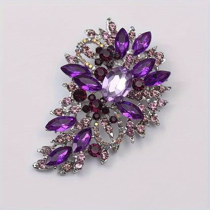 Crystal embellished fashion accessory - vintage rhinestone brooch pin featuring an irregular flower design