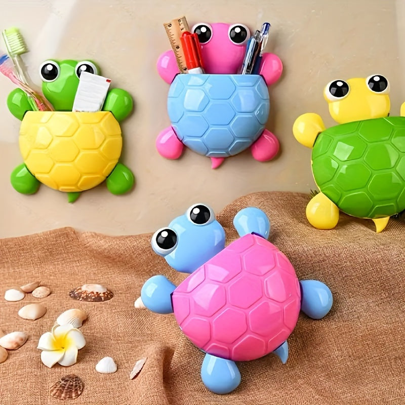 Turtle design suction cup toothbrush holder, great for Halloween and Christmas decorations.