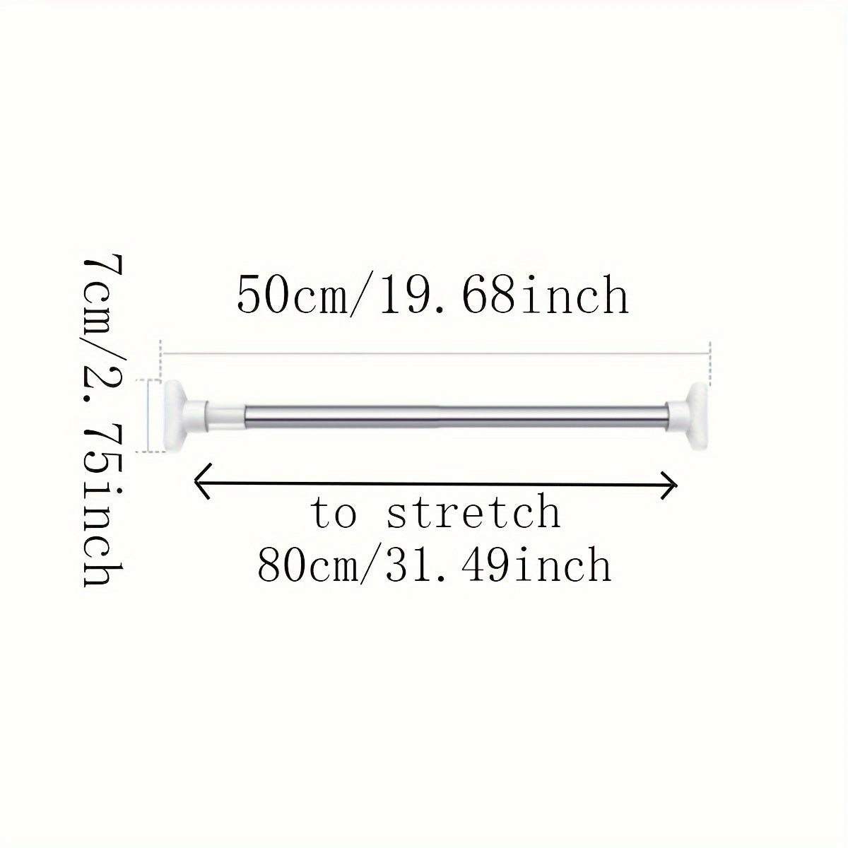 Noxud qotishma teleskopik kiyim tayoqchasi - Teshiksiz o'rnatish, devorga o'rnatiladigan quritish tokchasi uchun qaytariladigan dizayn, hammom, uy pardasi tayoqchasi yoki shkaf osish tayoqchasi uchun ideal - 1 dona