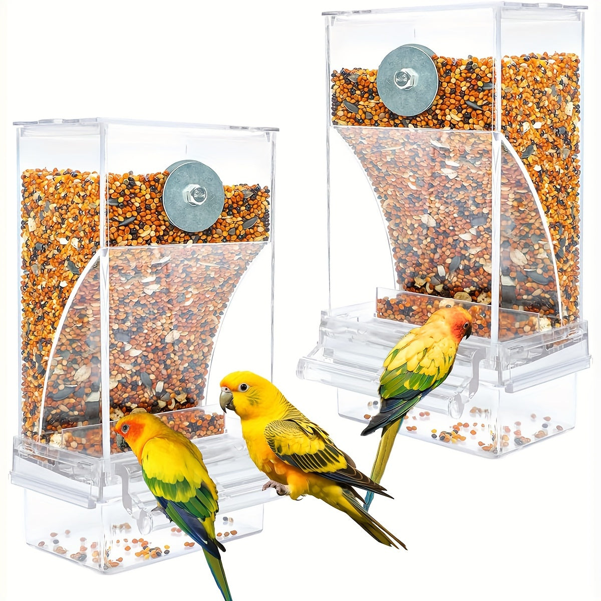 1 ClearView Automatic Bird Feeder for Budgies, Canaries, Cockatiels, Finches - Transparent, No-Spill, No-Mess, Durable Plastic, Easy Assembly, No Electricity Required