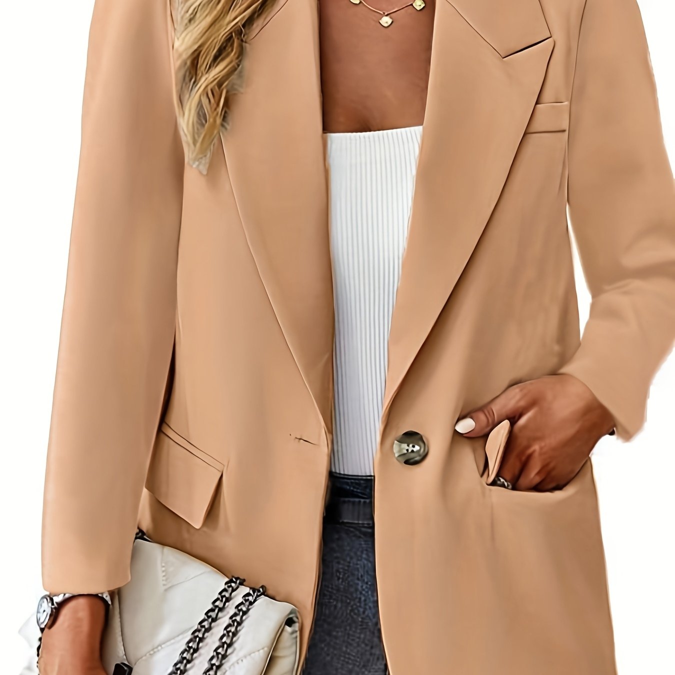 Women's Elegant Style Casual Polyester Blazer with Pockets