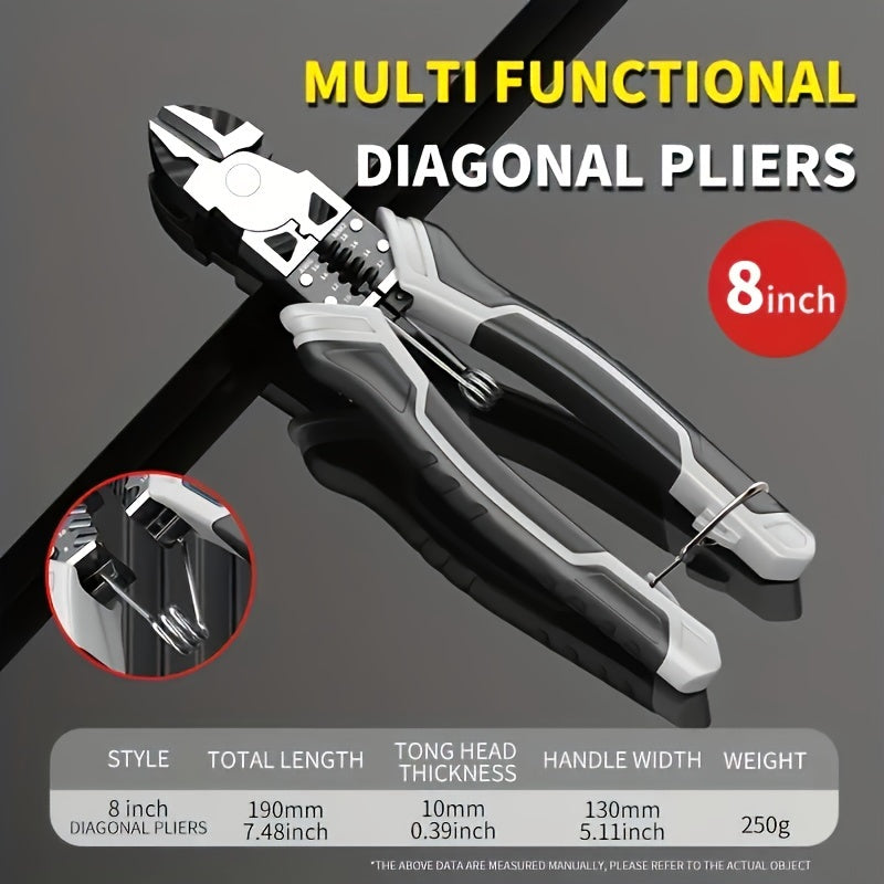 Versatile diagonal needle nose pliers for various hardware tasks, wire cutting, and electrical work.