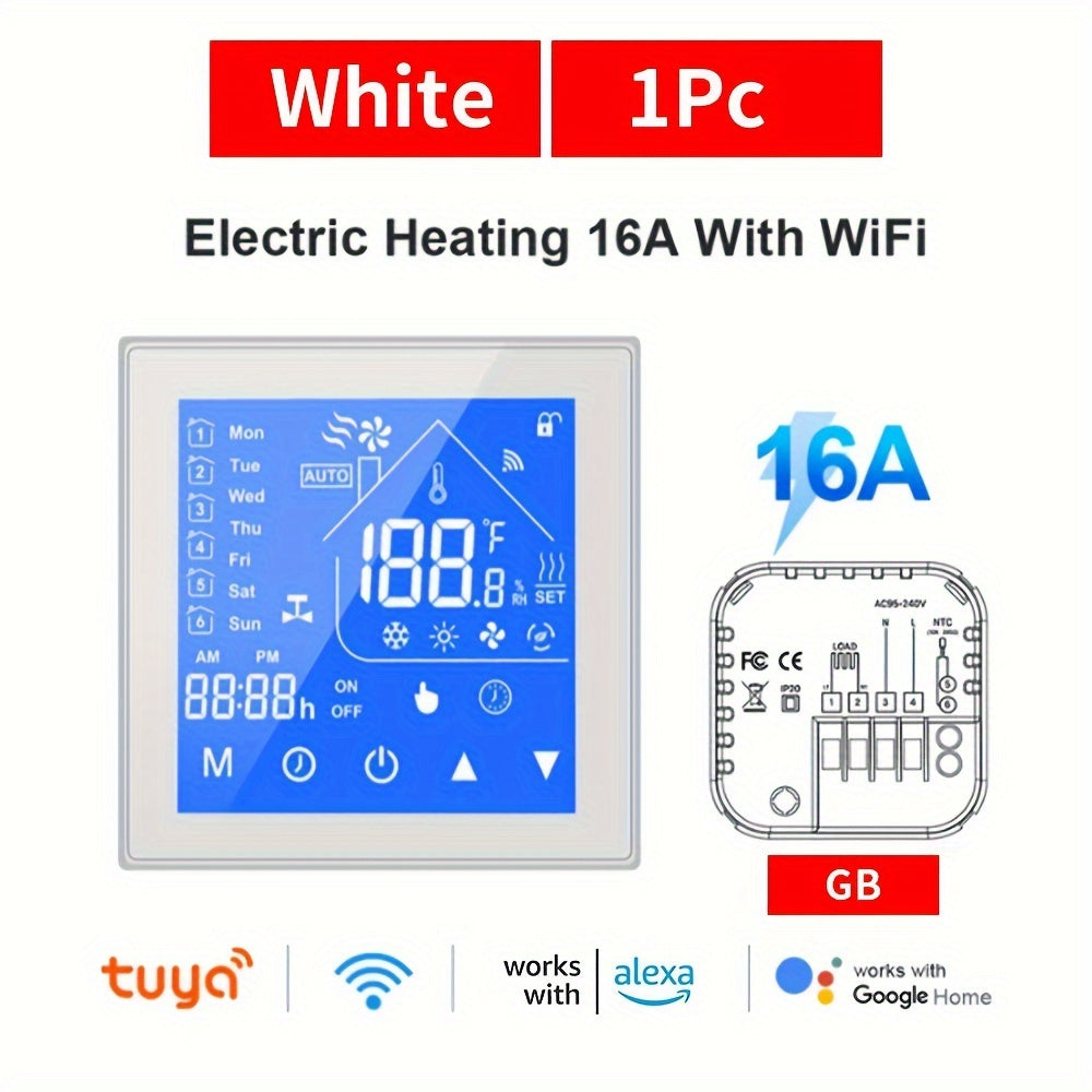 16A Smart WiFi Therjsonmostat for Electric Floor Heating with Voice Control, Works with Google Home & Alexa.