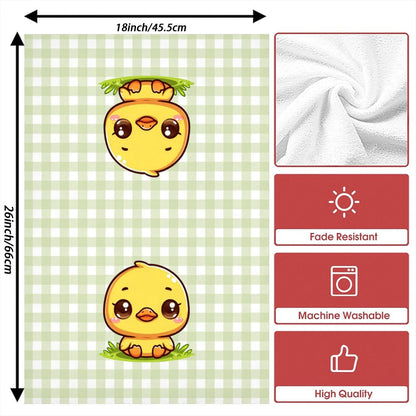 Super Soft Polyester Duck Print Towels, Set of 2, 45.72x66.04cm, Quick-Drying and Machine Washable with Bright Colors - Perfect for Kitchen, Bathroom, Travel, and Camping