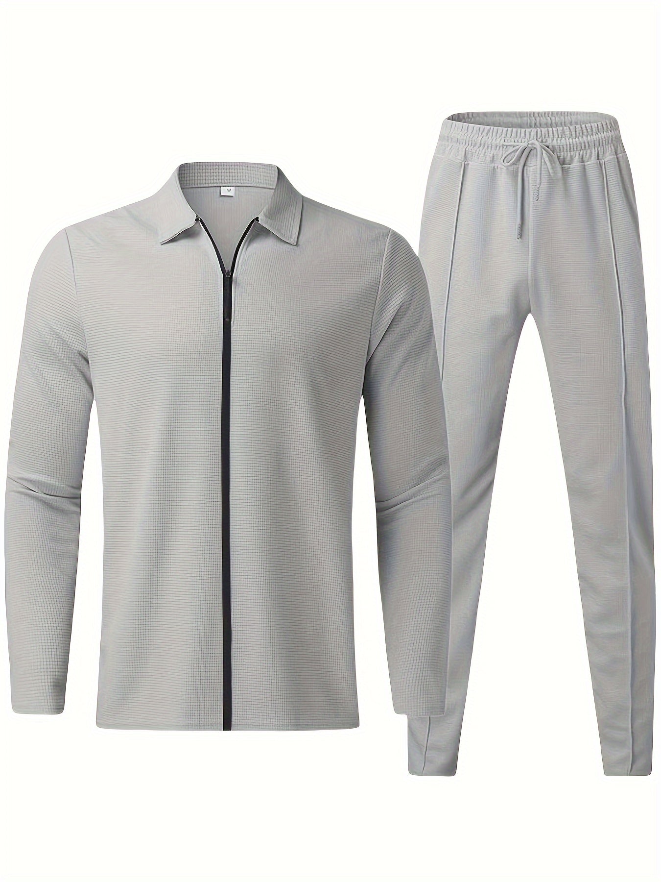 Casual outdoor sports set with lightweight, zippered long sleeves and lapel