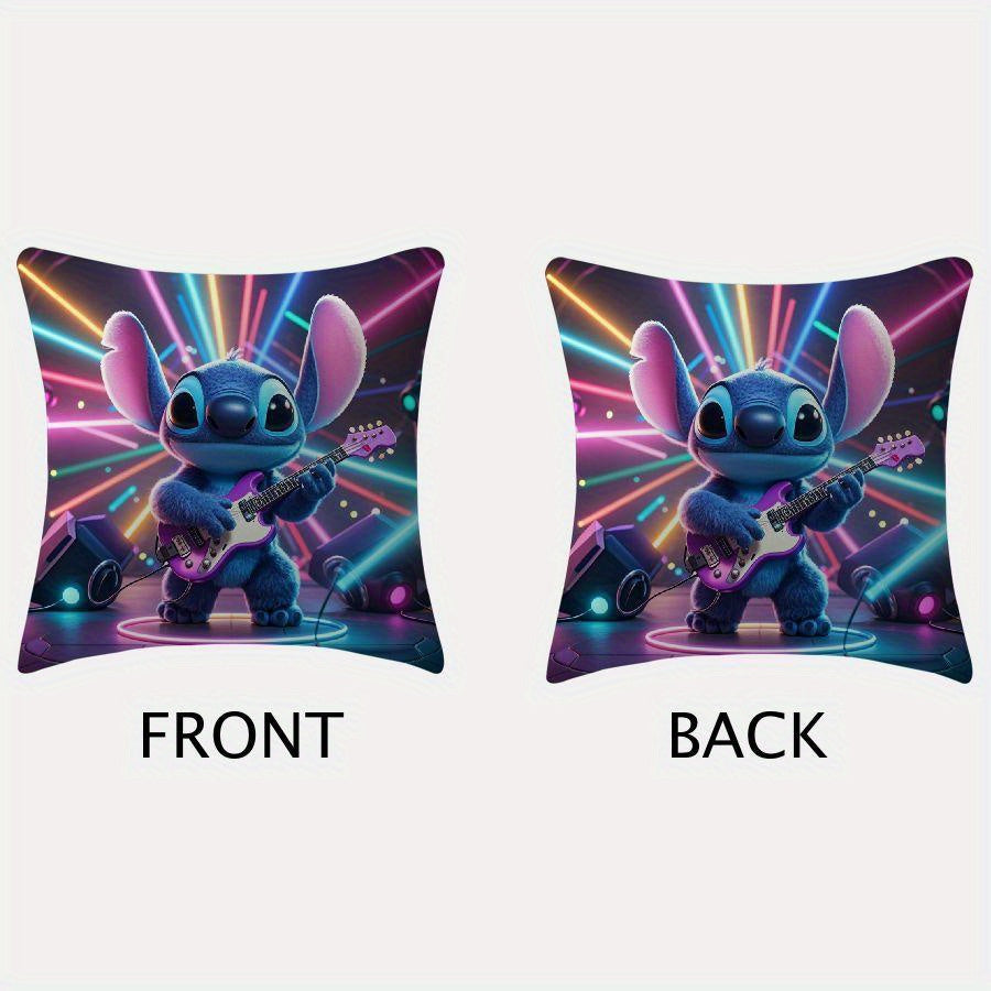 Set of 2 Disney Stitch Guitarist Pillow Covers, 45.72x45.72 cm, Perfect for Adding a Pop of Style to Your Sofa, Living Room, or Outdoor Space