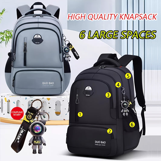 2024 Unisex Casual Backpack - Waterproof, Durable, Large Capacity, with Laptop Compartment, Keychain, Adjustable Straps, Zip Closure, and Black Color