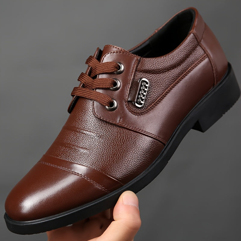 Quality leather Derby shoes with slip-resistant rubber soles for men.