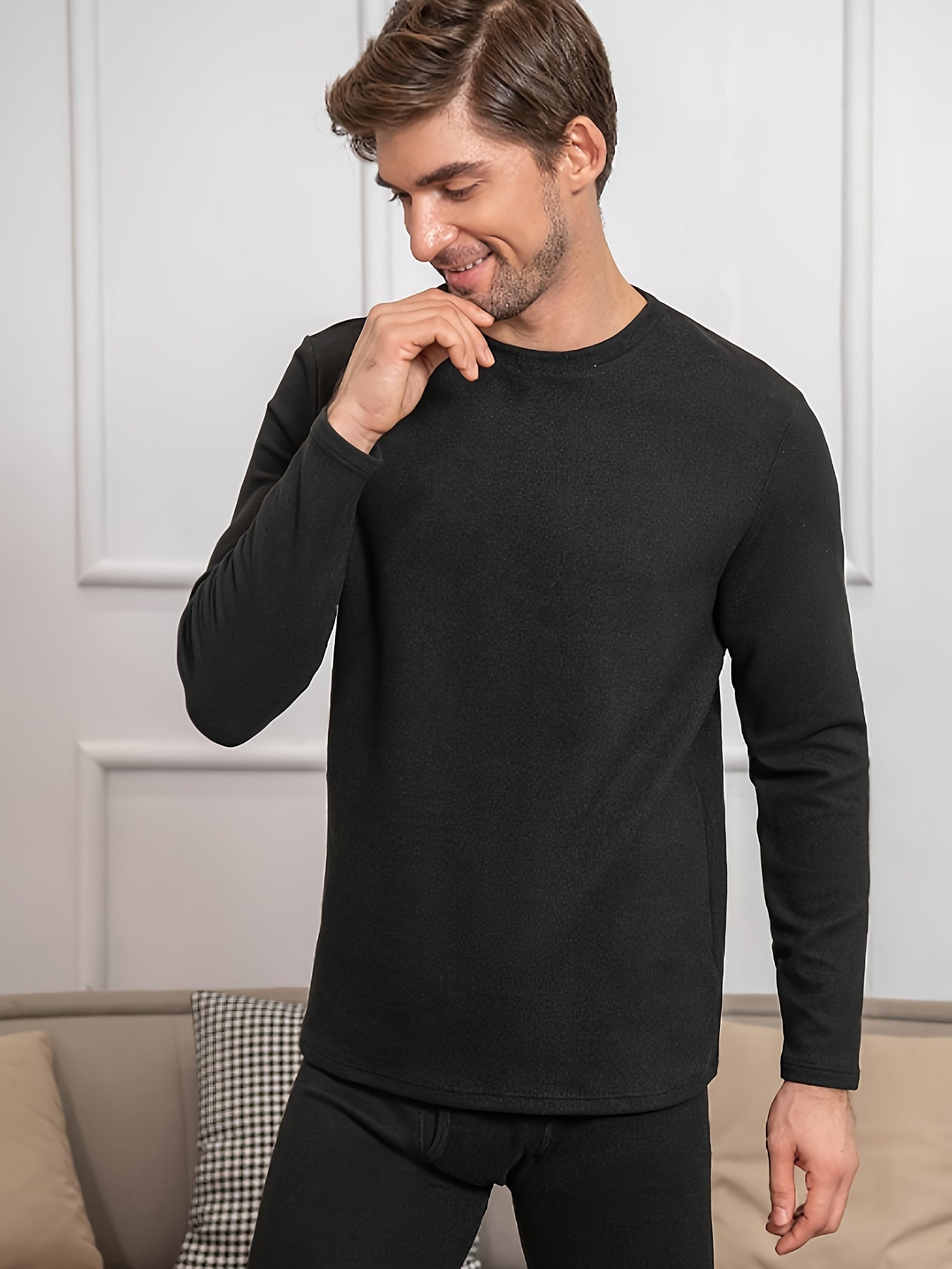 Men's warm thermal underwear tops with high elasticity and high quality material, designed for winter weather. (Tops only)