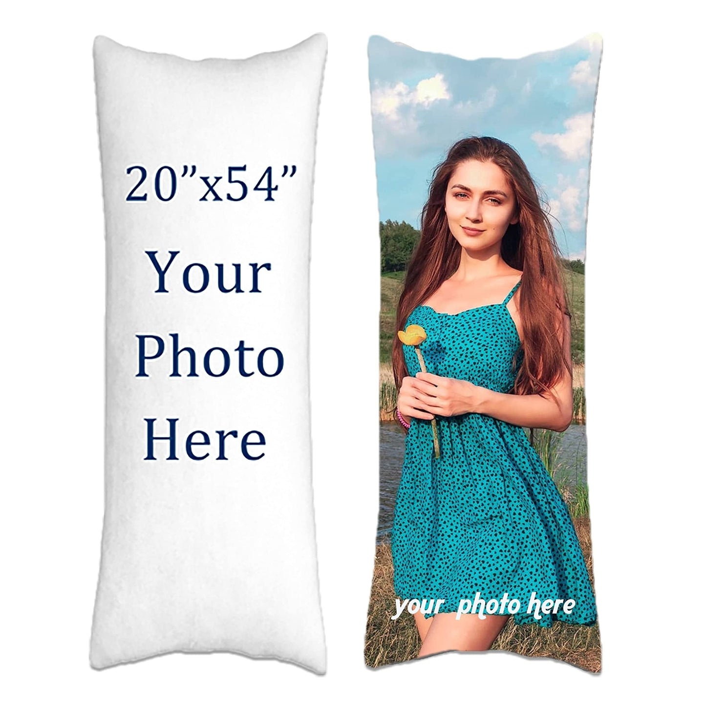 Personalized Photo Body Pillowcase for Special Occasions: Valentine's Day, Christmas, Thanksgiving, Family Photos - Customize a Long Hug Pillowcase - Double-Sided Printing - Pillow Core Not Included - Size 20x54 inches