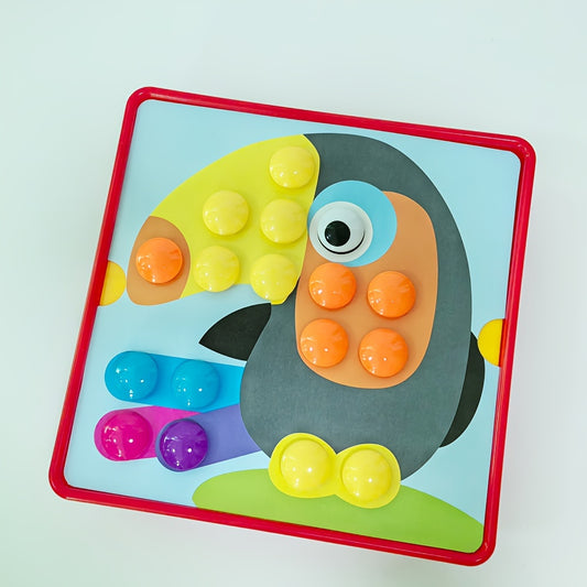 Engaging Button Art Craft Kit for Kids, Enhances Fine Motor Skills and Color Recognition, Perfect Gift for Girls and Boys.