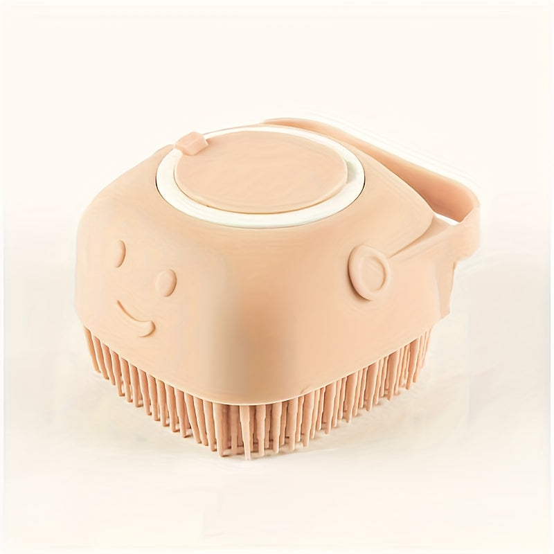 Silicone pet shampoo brush with storage for grooming dogs and cats