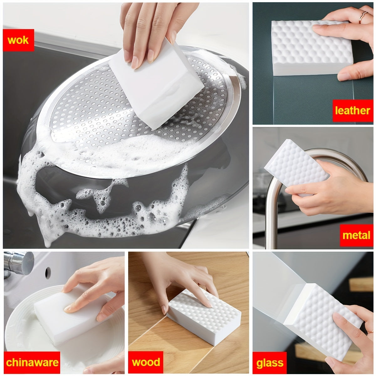 28 pieces of High Density Nano Sponge, this Magic Cleaning Sponge is perfect for all your household cleaning needs. Use it as a Scouring Pad for dishes, a Dishwashing Sponge, or a durable and non-scratch wipe for Shoes, Furniture, and Kitchen surfaces.