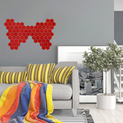 72 piece hexagon mirror wall stickers for DIY home decor, with self-adhesive acrylic tiles for a creative 3D effect.