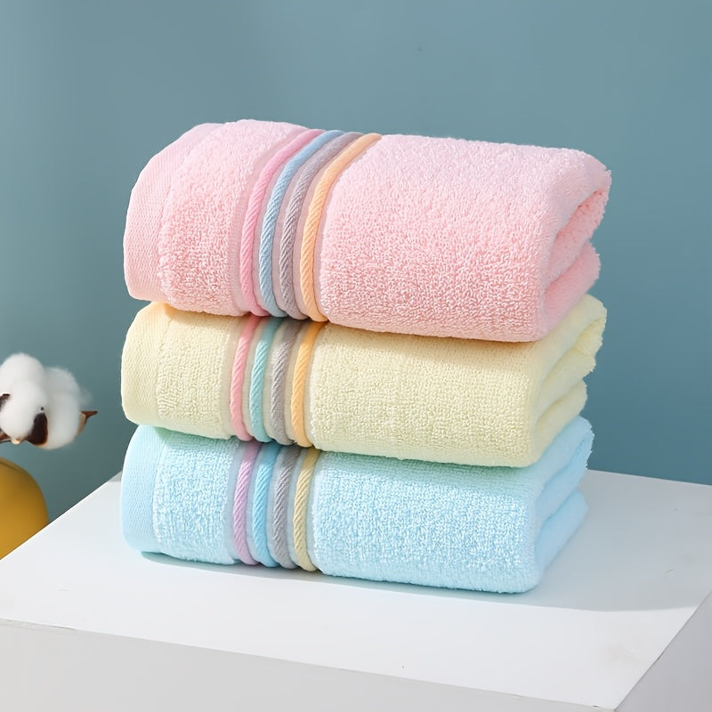 3-Pack of modern, soft knitted cotton towels with stripes, 420 GSM, space-themed design, 3-color combo