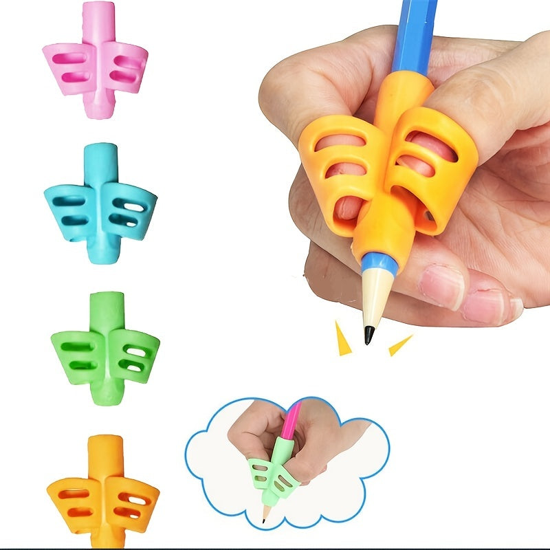 Student Stationery Grip Pen Holder for Correcting Posture while Writing with Two Fingers, featuring a Pen Sleeve and Silicone Pen Clip Bracket for Improved Writing Technique.