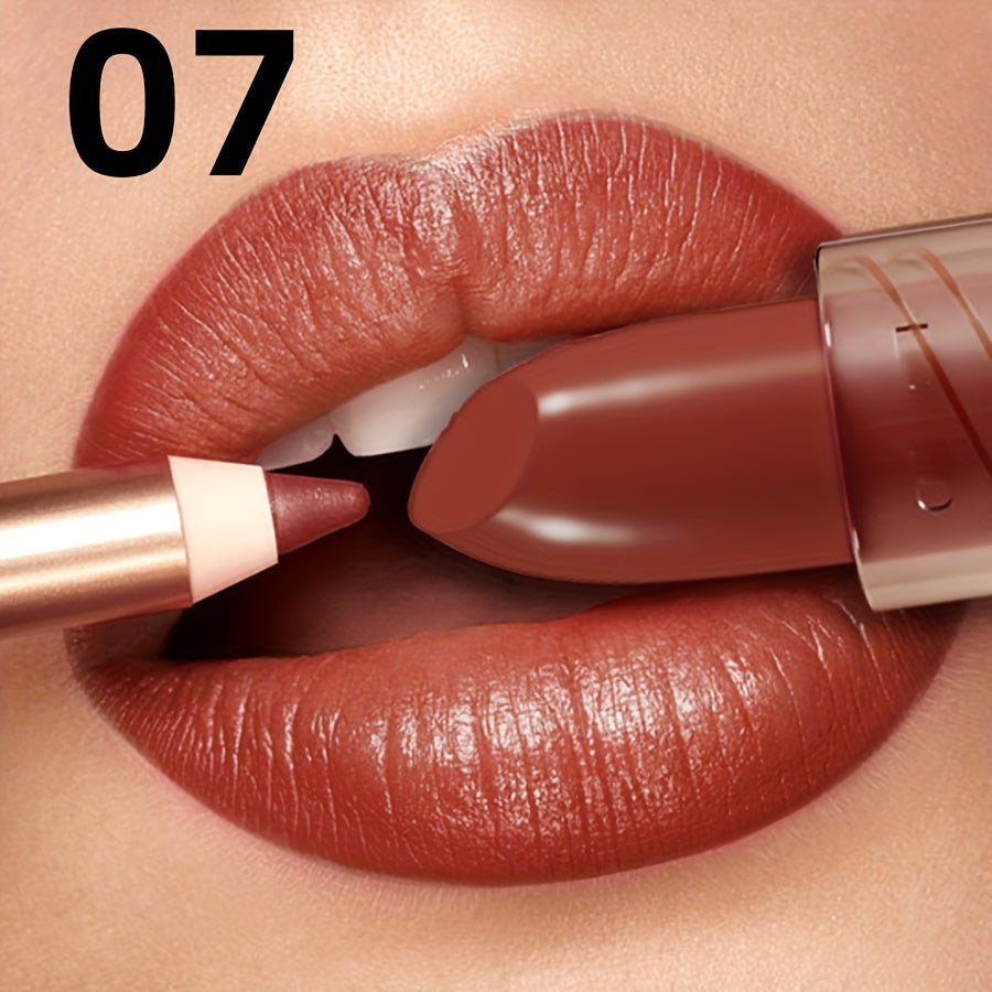 Long-lasting waterproof non-stick lipstick with high color lip gloss formula.