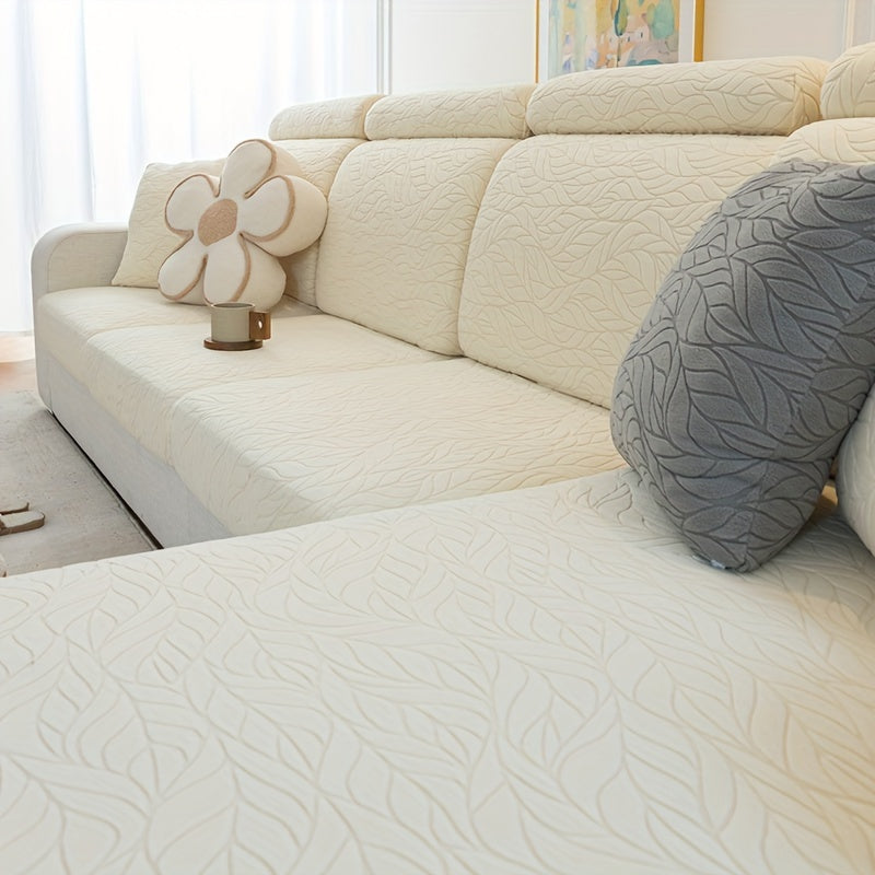 Jacquard stretch stain-resistant sofa slipcover, universal fit for all seasons, nonslip couch cover for home decor.