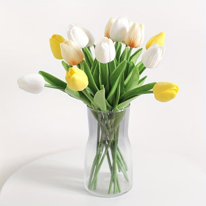 10 Artificial tulip flowers for DIY bridal bouquets, home decoration, and indoor/outdoor display.