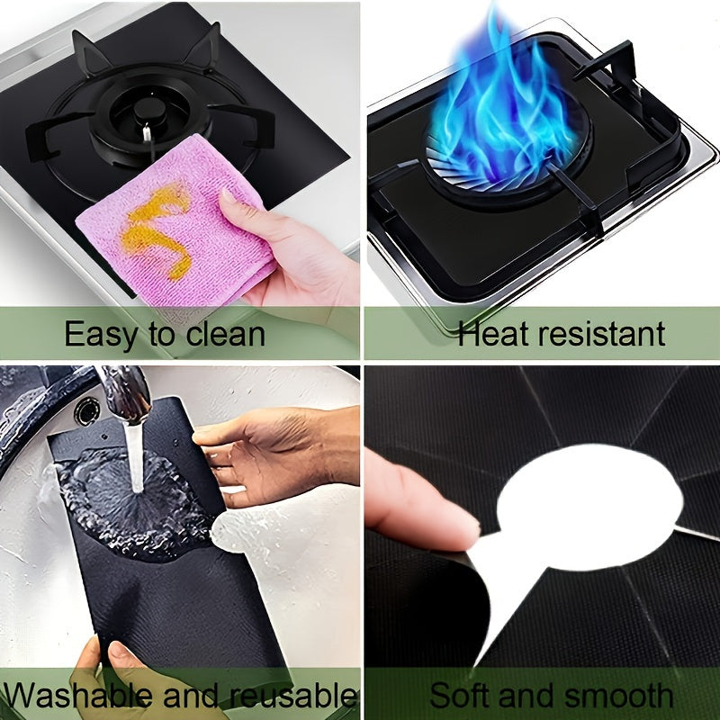 Stove Surface Protection Pads Set of 4: Durable Gas Stove Guards, Oil-Resistant, Prevents Stains, Resists High Temperatures, Non-Stick Surface, Simple to Wash and Reuse