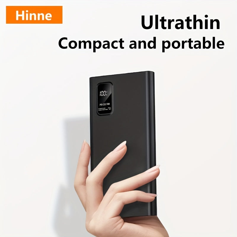 30000mAh Hinne Power Bank с быстрой зарядкой USB Type-C, LED-дисплеем, универсальной совместимостью для iPhone/Samsung/Android, легкий аварийный источник питания с литий-полимерной батареей.