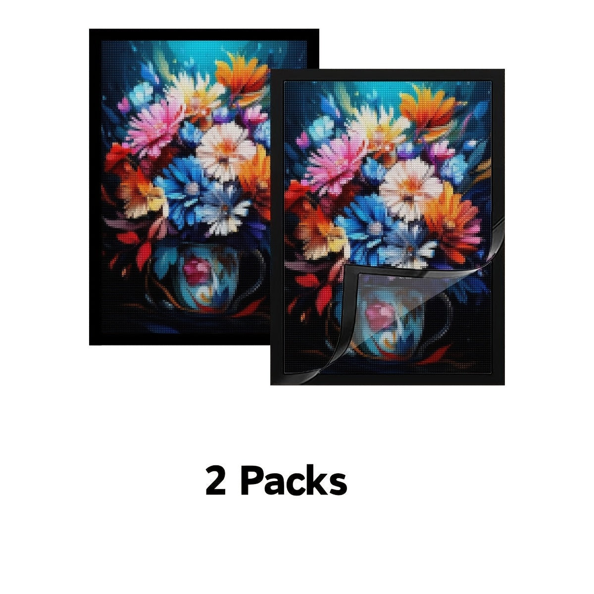 Diamond Painting Frames Set, PVC Material, Magnetic Display for Various Sizes of Diamond Art, Self-Adhesive Backing, Versatile for Different Surfaces and Uses