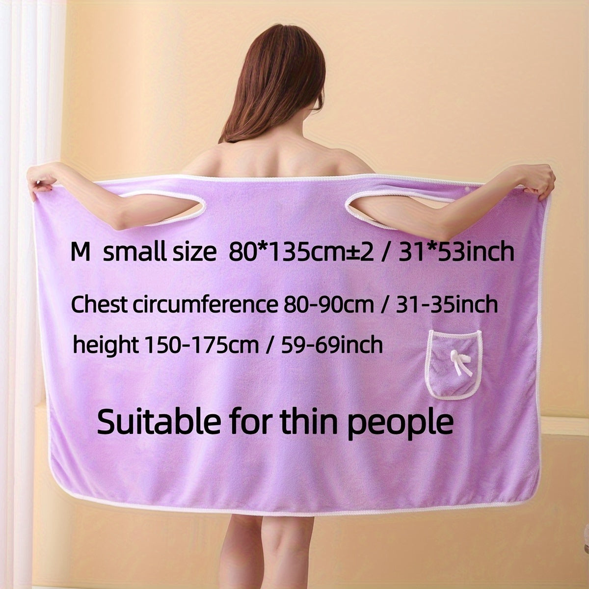 1pc Women's Wearable Bath Towel with Pocket, Comfortable & Absorbent, Versatile & Adjustable, Bathroom and Home Essentials