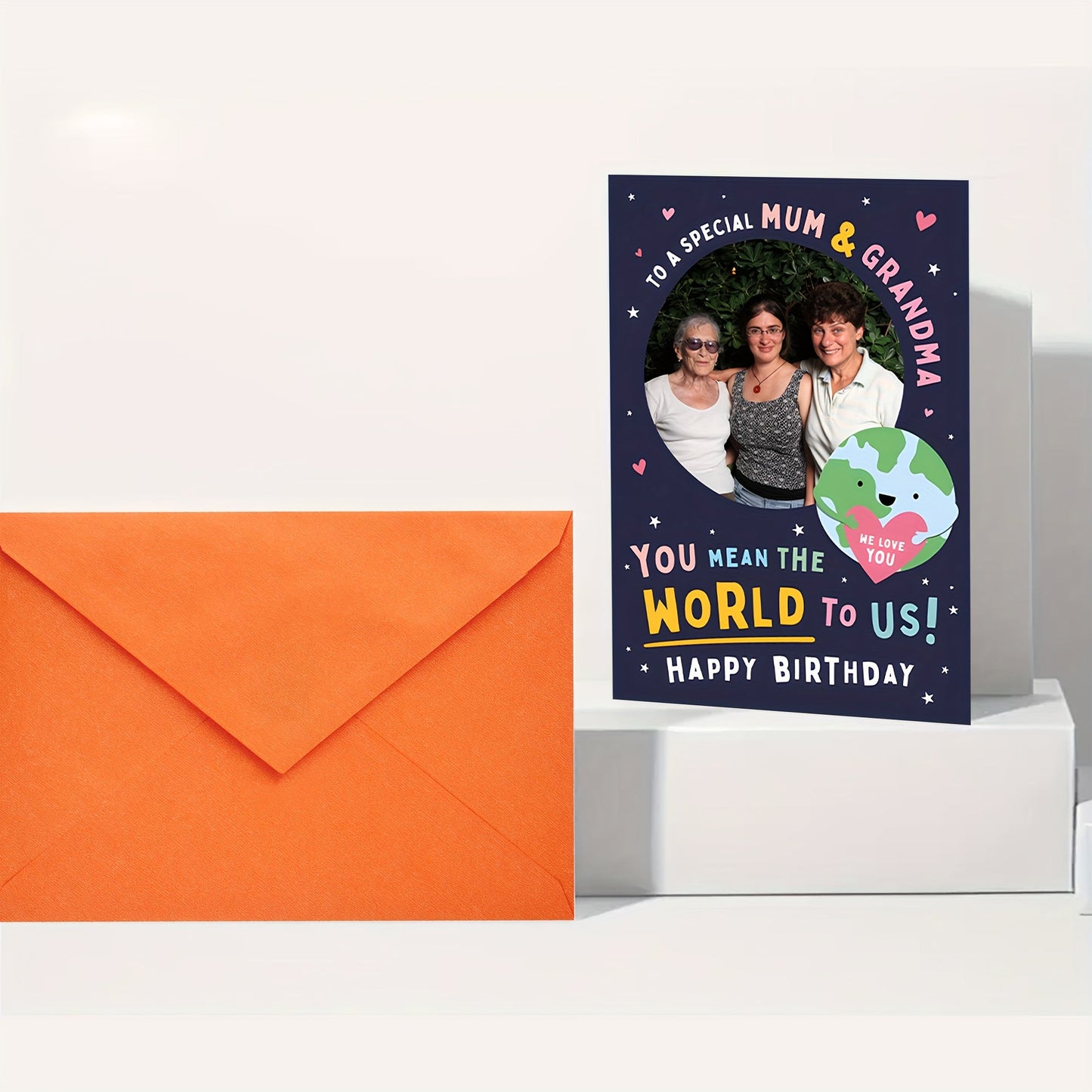 Happy Birthday Mum Thank You Card 1pc – A Creative and Cute Blessing Card with a Personalized Photo, Customized Picture Greeting Card to Show Our Love for You. The Perfect Mother's Day Gift!