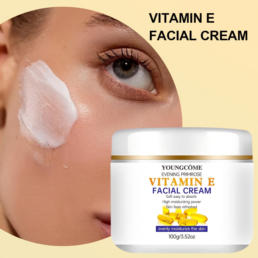 YOUNGCOME Vitamin E & Collagen Face Cream - Hydrating Moisturizer for All Skin Types. Soothes dryness, evens skin tone, and includes Hyaluronic Acid & Retinol. Hypoallergenic for Men &