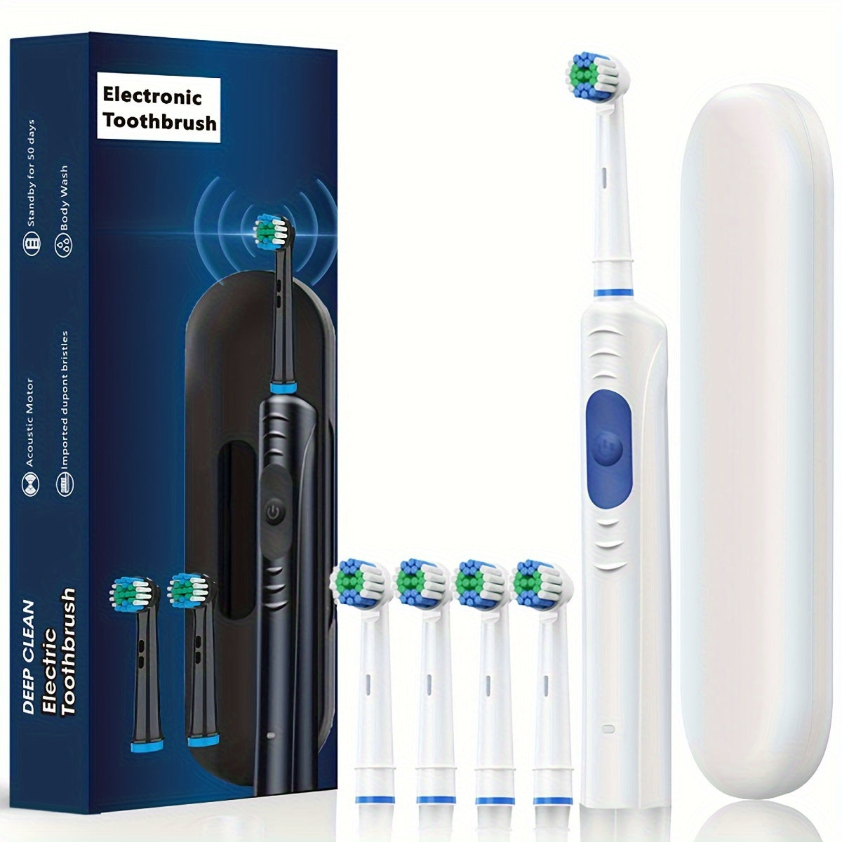 Rechargeable electric toothbrush, ideal for adults and couples, provides deep teeth cleaning.