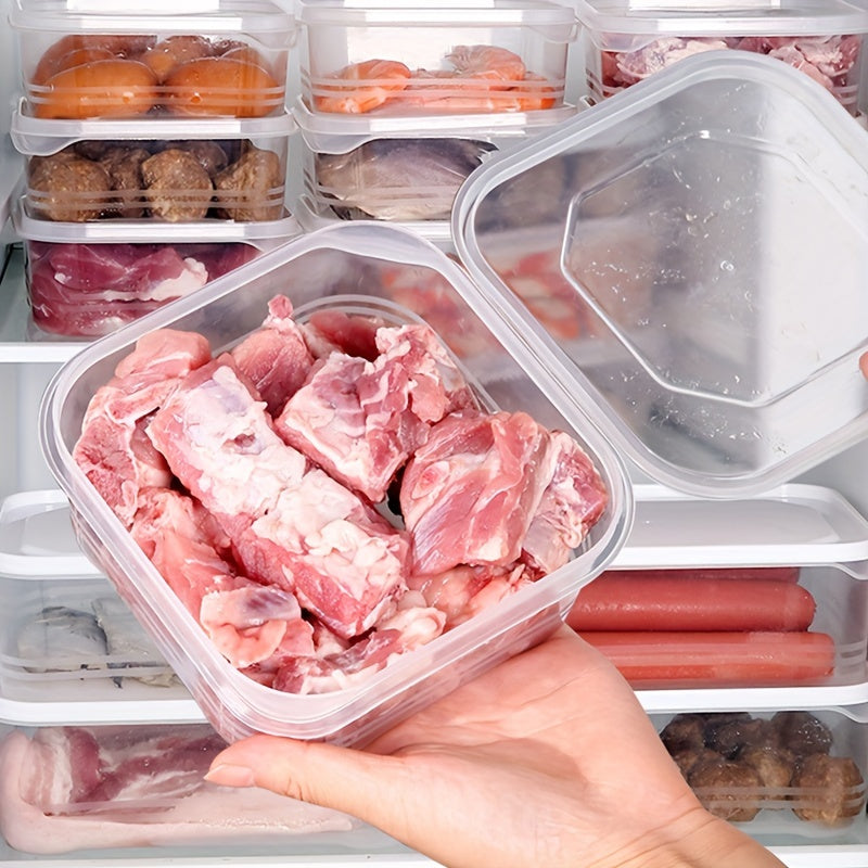 Refrigerator storage box for vegetables, fruits, jelly, meat, and various ingredients. This box helps to keep your food fresh and can be used in the microwave.